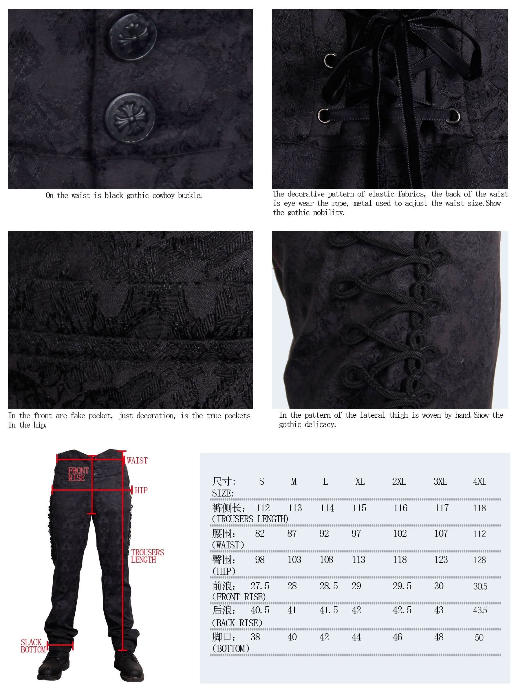Formal Party Jacquard Men High Waist Floral Gothic Trousers
