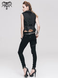 Daily Life Punk Women Black Trousers With Leg Bag 1