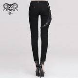 Daily Life Punk Women Black Trousers With Leg Bag 1