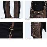 Everyday Wearing Steampunk Women Color Matching Coffee Pants With Leg Bag