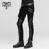Daily Life Punk Men Fitted Black Trousers With Leg Bag