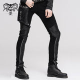 Daily Life Punk Men Fitted Black Trousers With Leg Bag