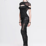 Gothic Sexy Women Skeleton Palm Ripped Knitted Leggings