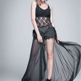 Summer Party Costume Gothic Jacquard Shorts With Chiffon Backswing
