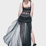 Summer Party Costume Gothic Jacquard Shorts With Chiffon Backswing