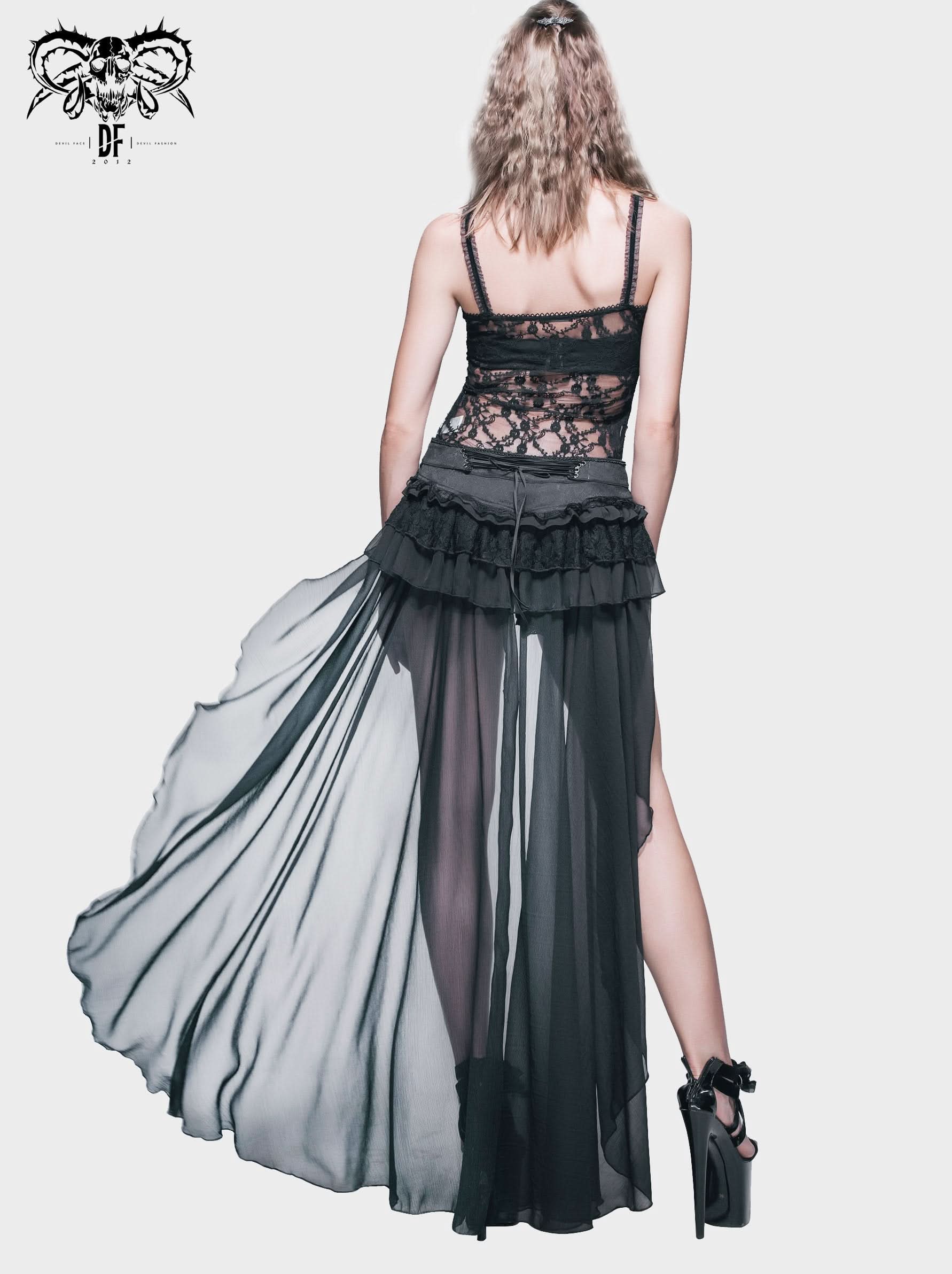 Summer Party Costume Gothic Jacquard Shorts With Chiffon Backswing