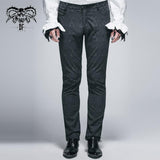 Party Wearing Gothic Jacquard Classic Style Black Men Trousers