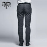 Party Wearing Gothic Jacquard Classic Style Black Men Trousers