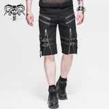 Punk Rock Adjustable Zippered Summer Men Shorts With Loops