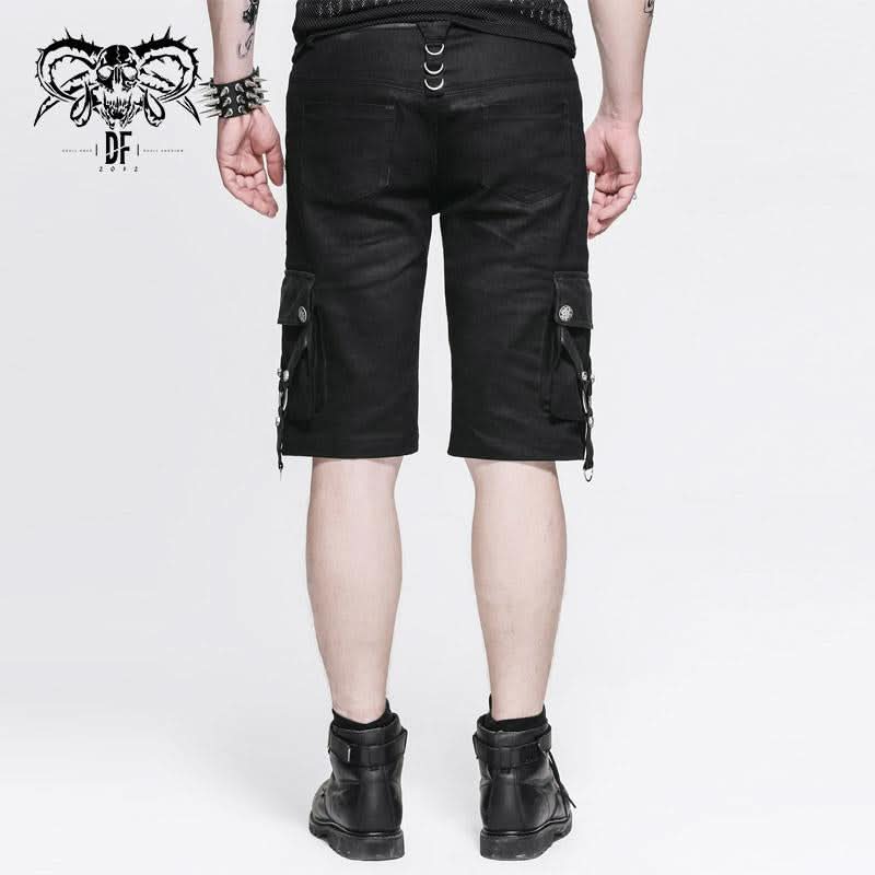 Punk Rock Adjustable Zippered Summer Men Shorts With Loops