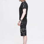 Punk Rock Adjustable Zippered Summer Men Shorts With Loops