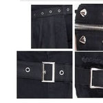 Adjusted Loops Punk Rock Broken Holes Black Men Ripped Trouser With Skirt