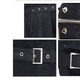 Adjusted Loops Punk Rock Broken Holes Black Men Ripped Trouser With Skirt