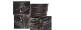Steampunk Band Bronze Hand Rubbed Winter Women Leather Pants With Zipper