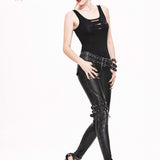 Daily Life Winter False Boots Black And Silver Women Hand Rubbed Leather Pants
