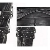 Daily Life Winter False Boots Black And Silver Women Hand Rubbed Leather Pants