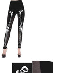 Daily Life Style Women Punk Knit Skull Marrowbone Printed Leggings