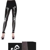 Daily Life Style Women Punk Knit Skull Marrowbone Printed Leggings