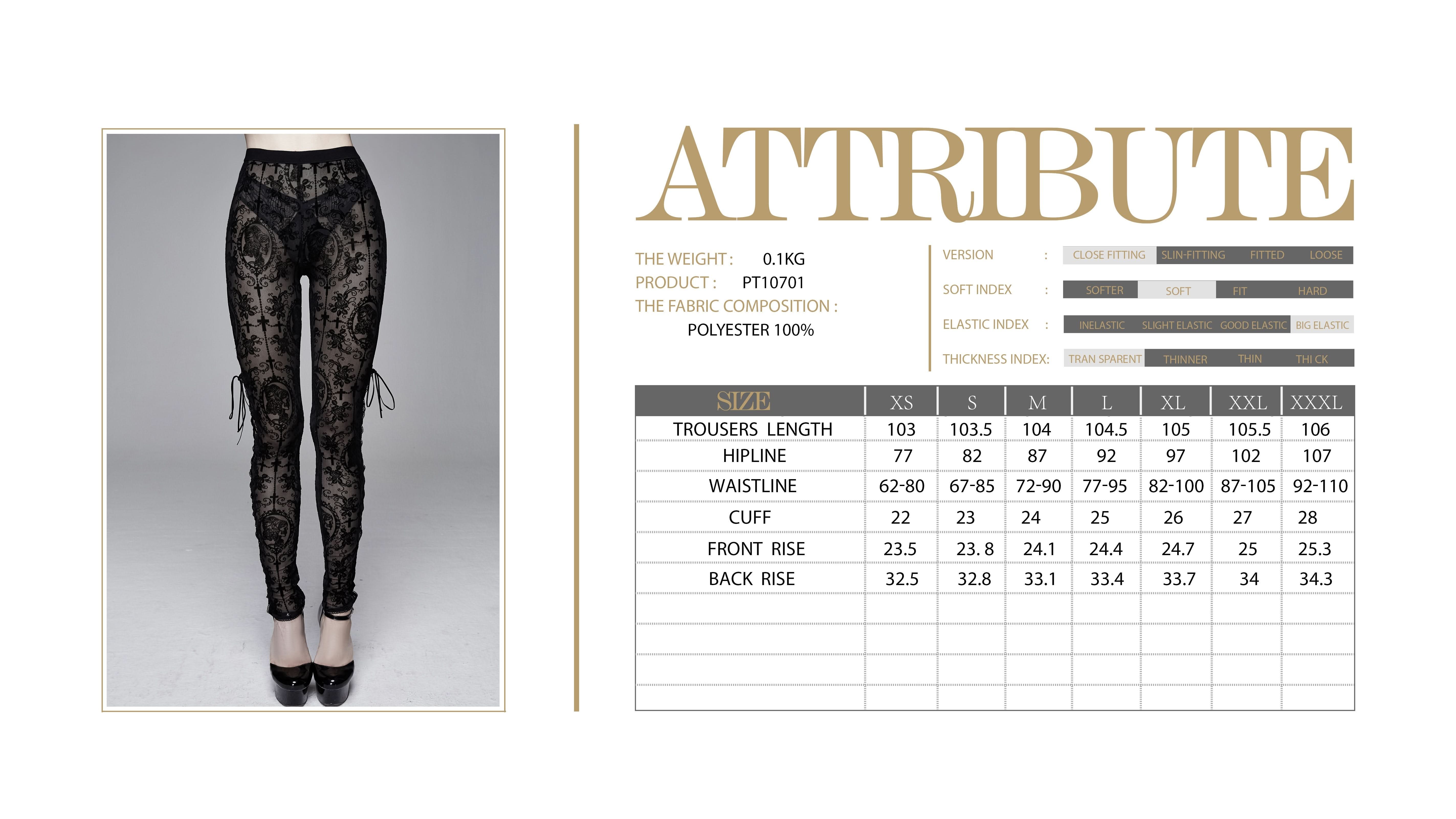 Gothic Black Queen Flocking Printing Sexy Women Elastic Waistband Mesh Leggings