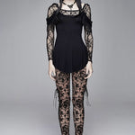 Gothic Brown Queen Patterned Printed Sexy Ladies See Through Leggings