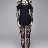 Gothic Brown Queen Patterned Printed Sexy Ladies See Through Leggings