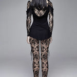 Gothic Brown Queen Patterned Printed Sexy Ladies See Through Leggings