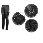 Patchwork Asymmetric Rivet Studded Punk Leather Men Trousers
