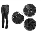 Patchwork Asymmetric Rivet Studded Punk Leather Men Trousers