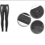 Robot Armor Gloss Printing Skinny Black Stretch Men Trousers