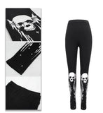 Pt136 Punk Skull Wing Printed Leggings