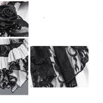 Party Gothic Big Flared Sleeves Bandage Black And White Color Contrast Women Blouse With Necktie