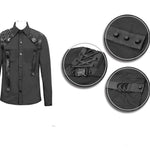 Cyberpunk Metallic Dark Long Sleeves Men Bamboo Shirt With Straps