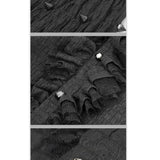 Gothic Double Layer Cuff Design High Collar Pleated Chiffon Black Men Lace Shirts