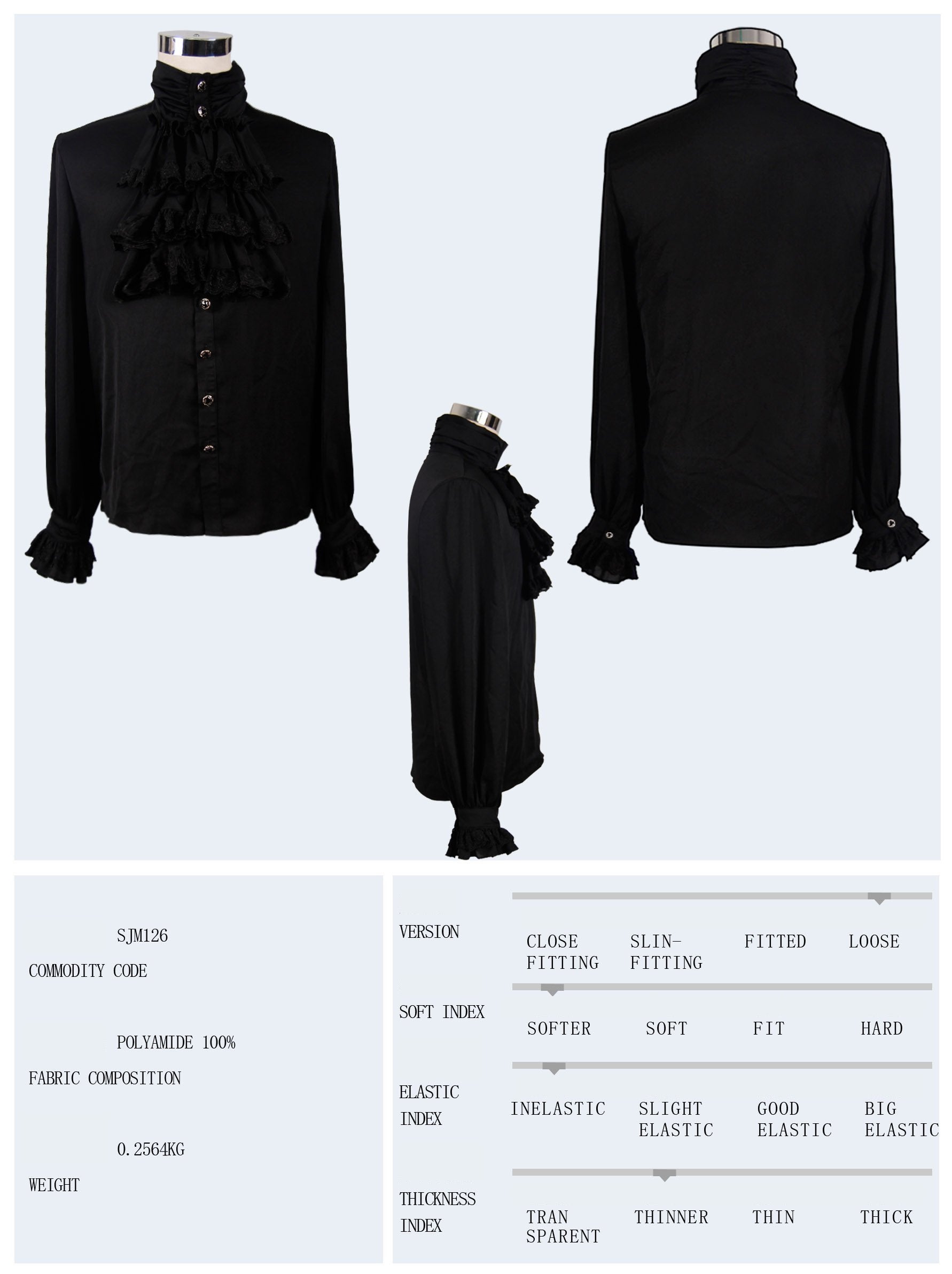 'Iago' Gothic Chiffon Shirt with a Bowtie (Obsidian Night)