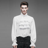 'Iago' Gothic Chiffon Shirt with a Bowtie (Porcelain Frost)
