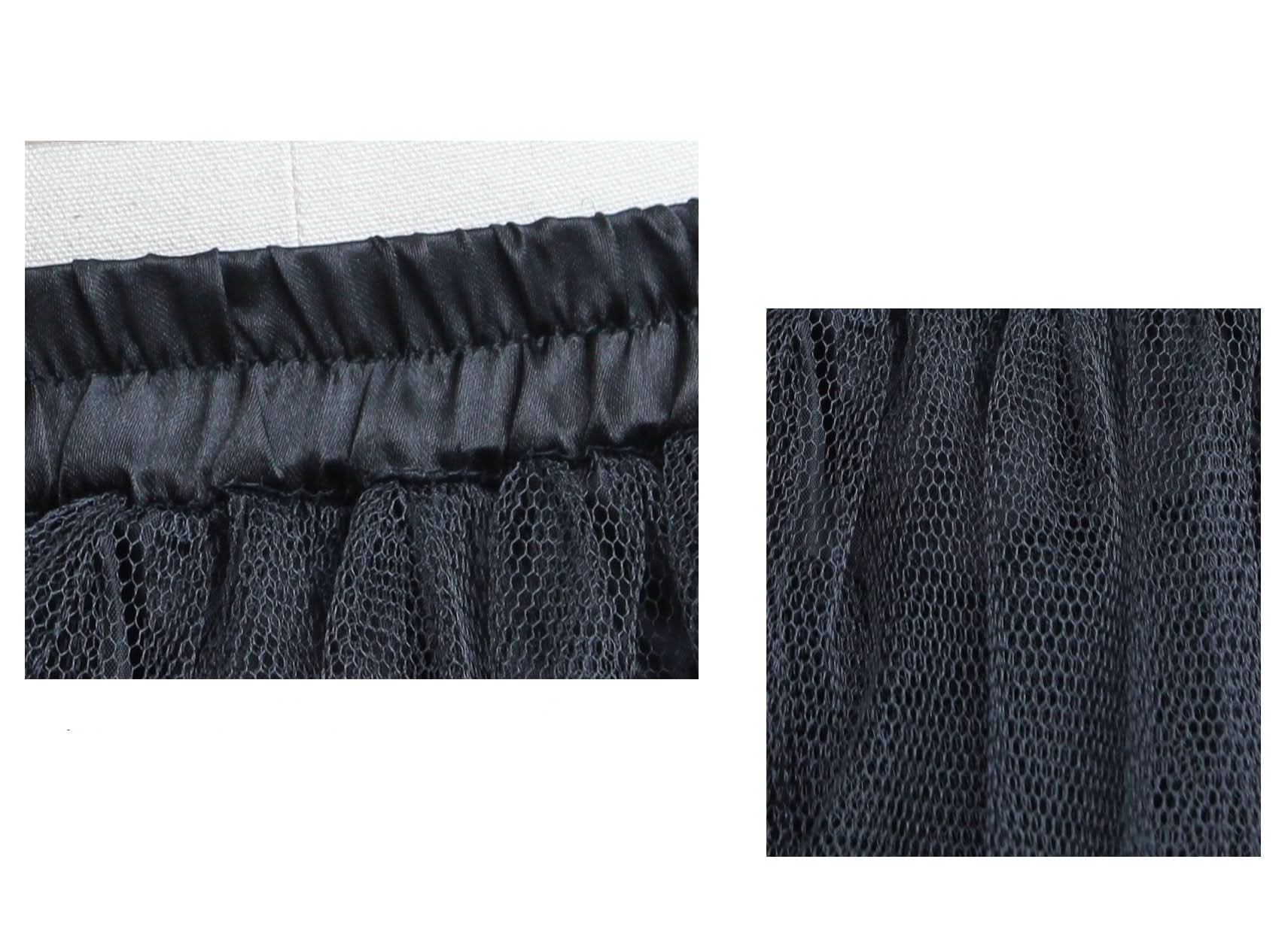 Gothic Formal Dress Accessory Women Multilayer Hard Mesh Black Bustle