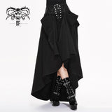 'Take a Bow' Flowy Punk Long Skirt with a Leather Waistband