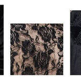 Daily Lace Raglan Sleeves Rose Mesh Flocking Sexy Women Deep V Velvet Dress With Lotus Leaf