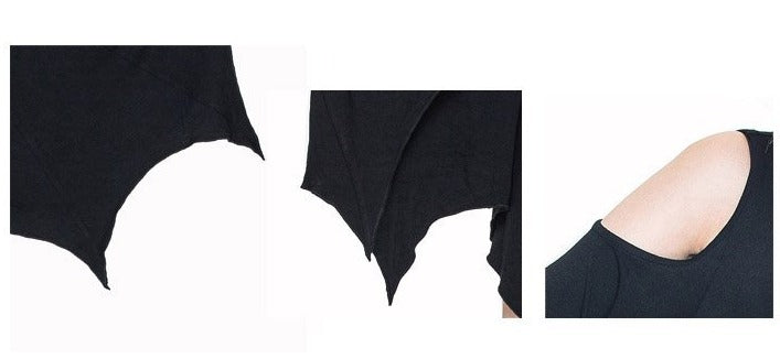 Daily Life Punk Women Black Bat Sleeve Off The Shoulder Modal Dress