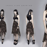 Party Queen Steampunk Semilucent Apricot Hollow Out Sleeveless Sexy Ladies Mesh Dress