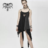 Daily Asymmetrical Punk Black Gray Torn Broken Holes Knitted Women Slip Dress