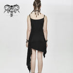 Daily Asymmetrical Punk Black Gray Torn Broken Holes Knitted Women Slip Dress
