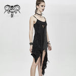 Daily Asymmetrical Punk Black Gray Torn Broken Holes Knitted Women Slip Dress