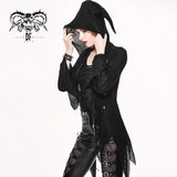 Everyday Wearing Asymmetric Knitwear Zipper Up Black Long Women Hooded Cardigans
