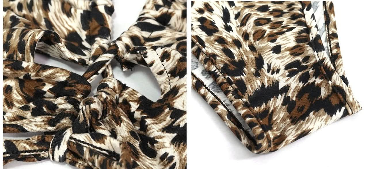 Sst017 Leopard Printed Swimsuit Set