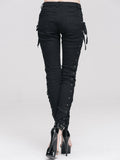 Daily Life Punk Style Lace Up Stretchy Black Women Pants