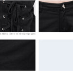 Daily Life Punk Style Lace Up Stretchy Black Women Pants