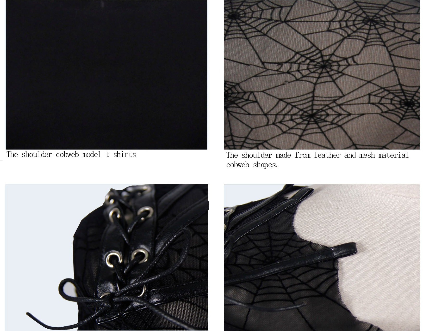 Transparent Spider Web Back Mesh Long Sleeve Punk Black Sexy Women T Shirts