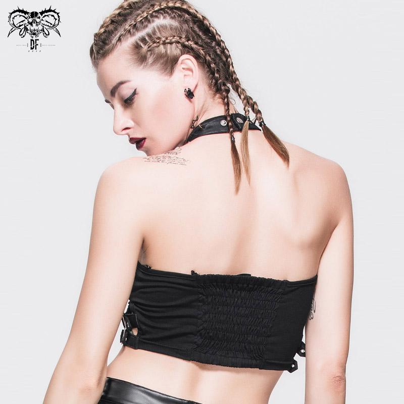 Daily Life Summer Strapless Sexy Girls Punk Cotton Mini Vest With Chocker