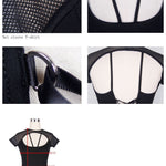 Daily Hollow Out Short Sleeve Faded Black Women Punk T Shirt With Straps